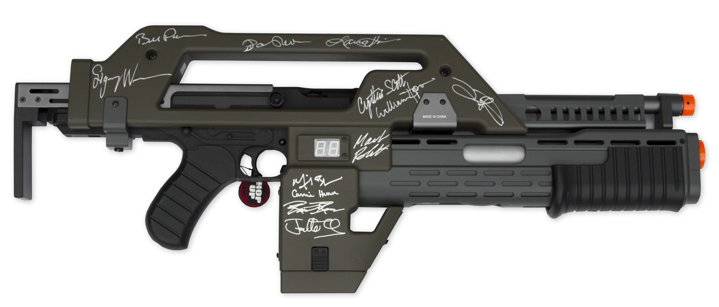 Aliens Cast Signed M41A Pulse Rifle -- Signed by 12 Key Cast Members Including Sigourney Weaver and Bill Paxton